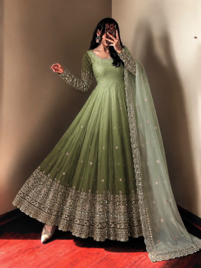 Sr 1725 Georgette With Embroidery Sequence Work Readymade Suits